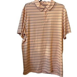 All‎ In Motion Mens Golf Polo XL NWT Striped Peach Short Sleeve Leightweight